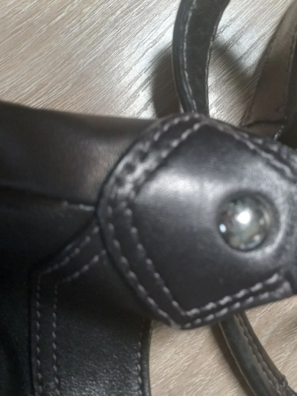 COACH Black Leather Shoulder Bag with Signature Tag